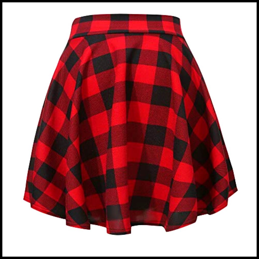 Stretchy Flared Mini Skirt, Polyester Spandex, Ca… - image 3